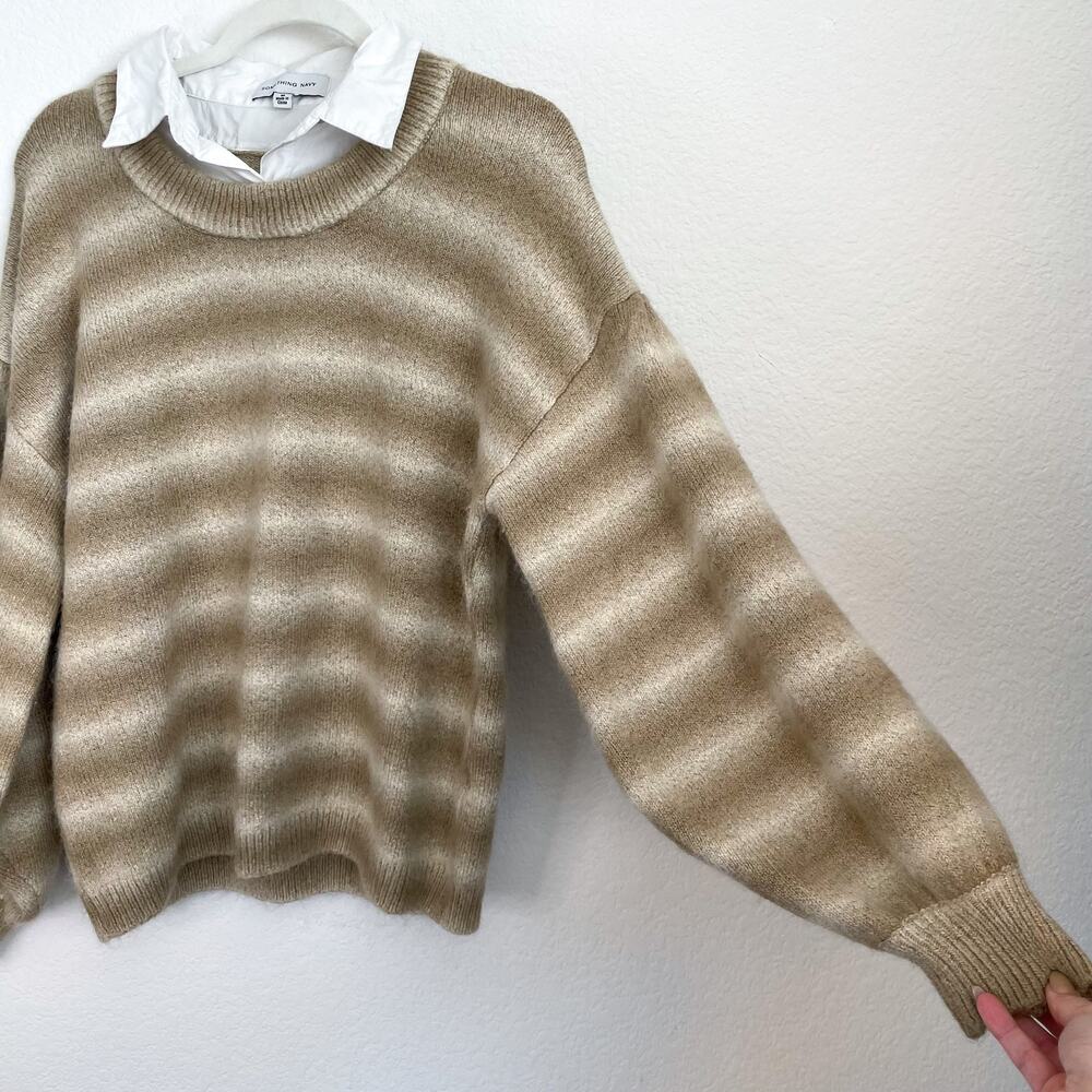 SOMETHING NAVY Neutral‎ Tan Striped Sweater - Picture 13 of 16